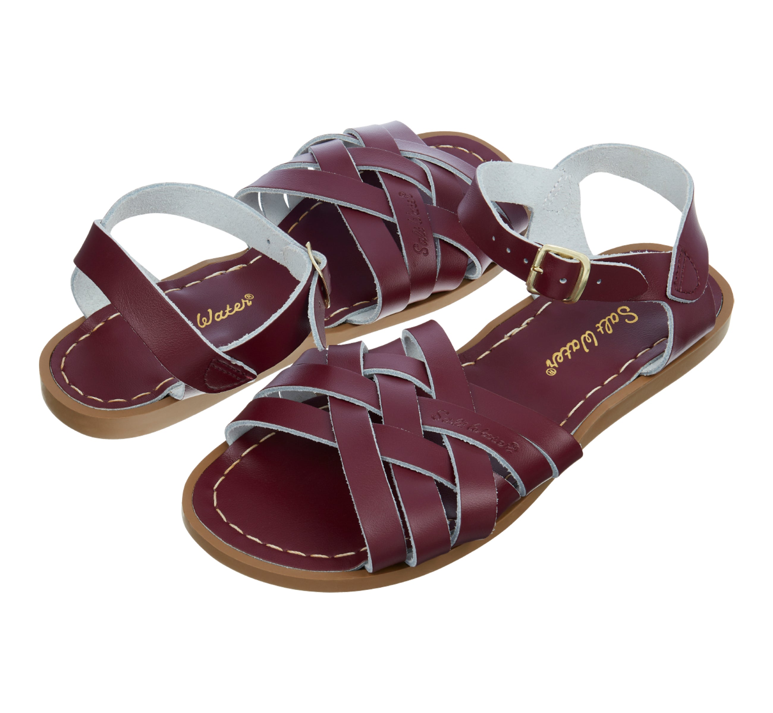 Salt-Water Retro Claret sandali donna in cuoio