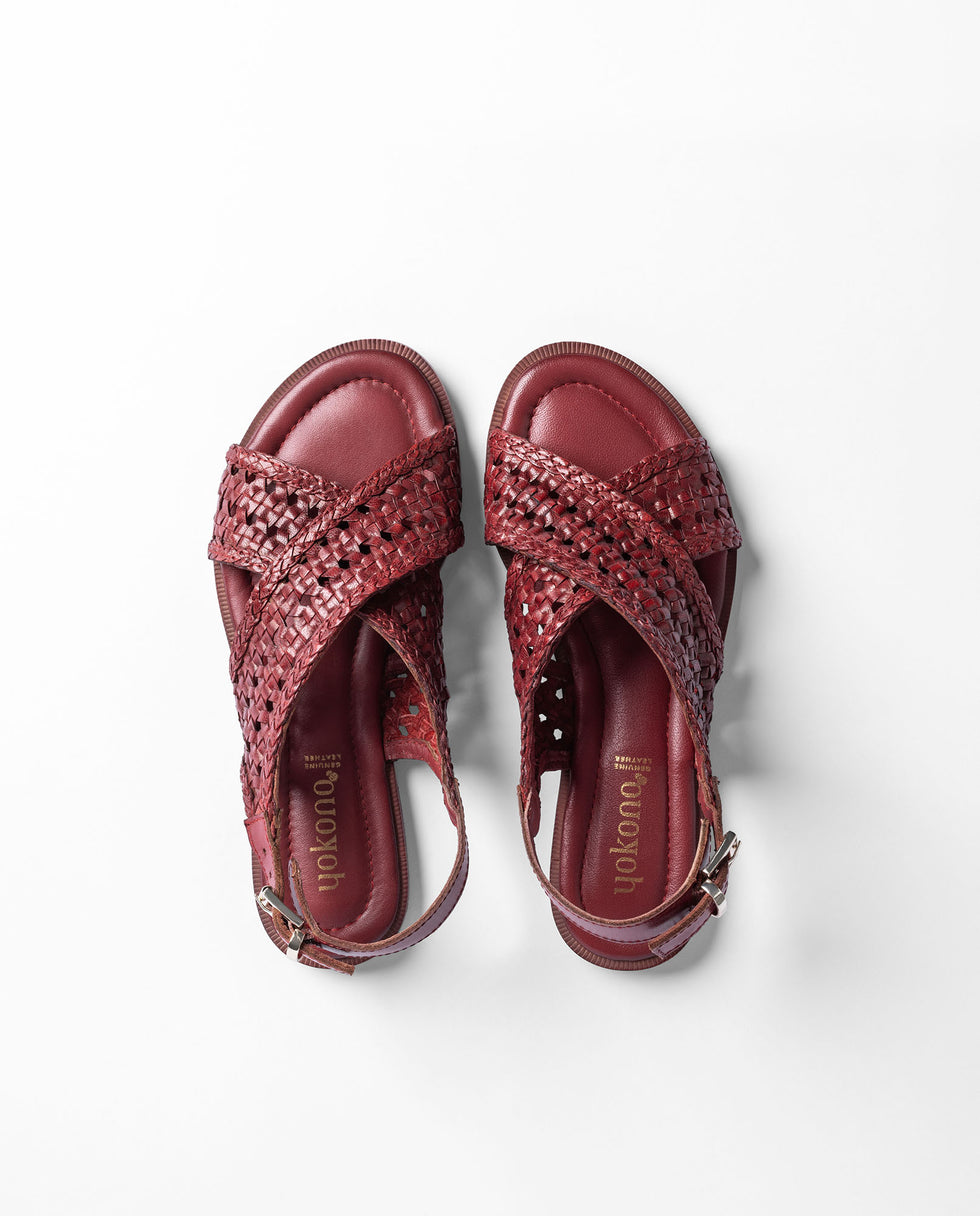 Yokono CRES-252 sandali bassi bordeaux in pelle