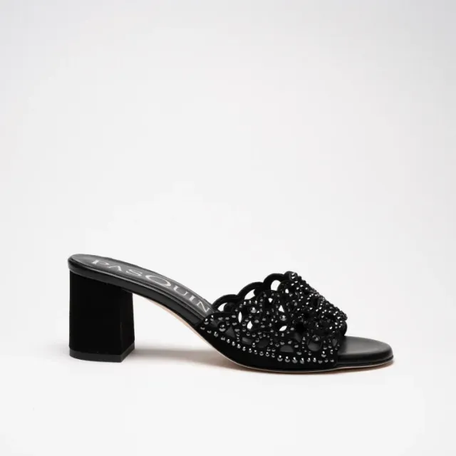 Pasquini Diva sabot nero tacco 6 cm camoscio