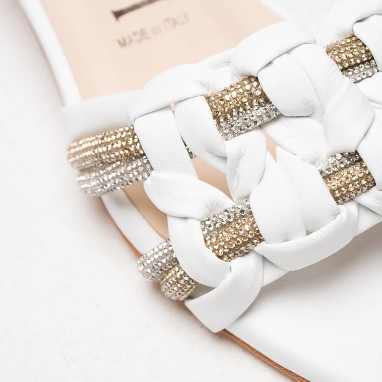 Pasquini Mia sabot bianco con strass tacco 3,5 cm