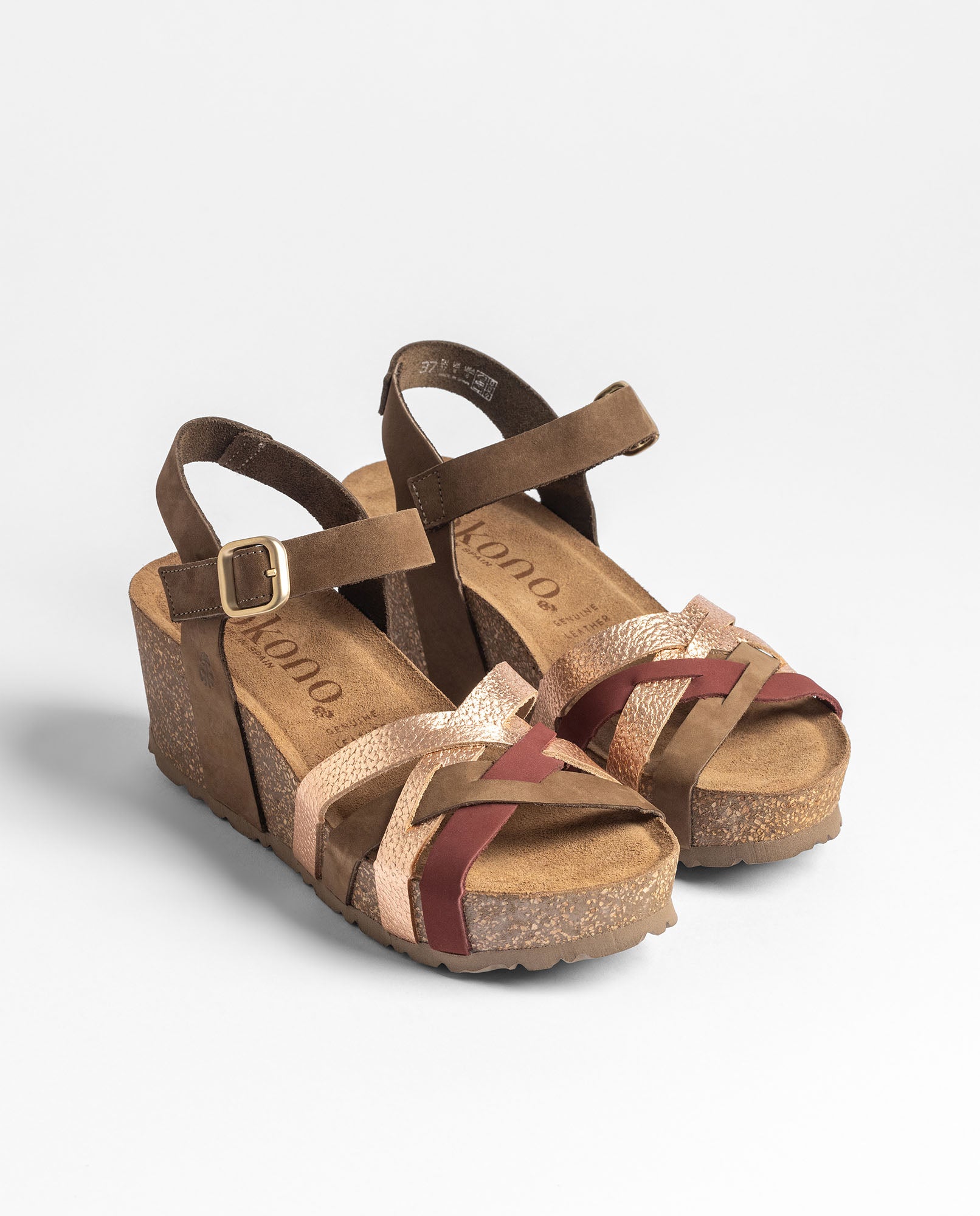 Yokono Bari 264 sandali zeppa donna multicolor cuoio