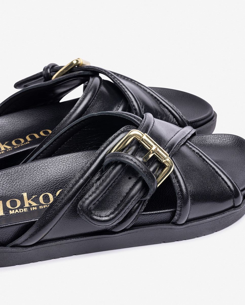 Yokono Morena 310 sandali bassi donna neri con fibbia