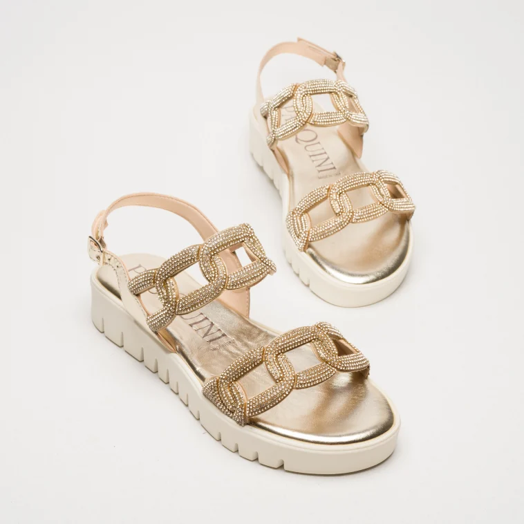 Pasquini Greta sandalo platino 3 cm strass