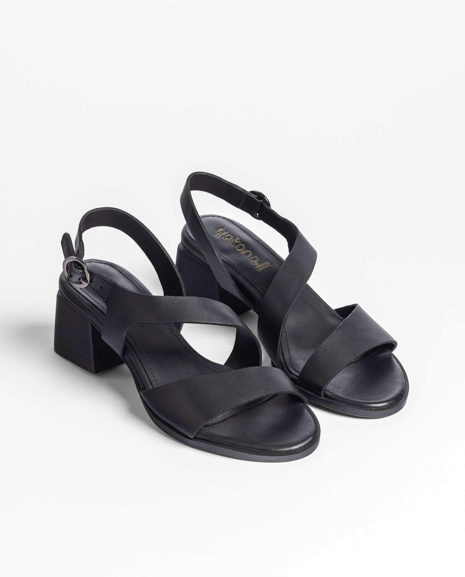 Yokono Goli 252 sandali con tacco donna neri in pelle