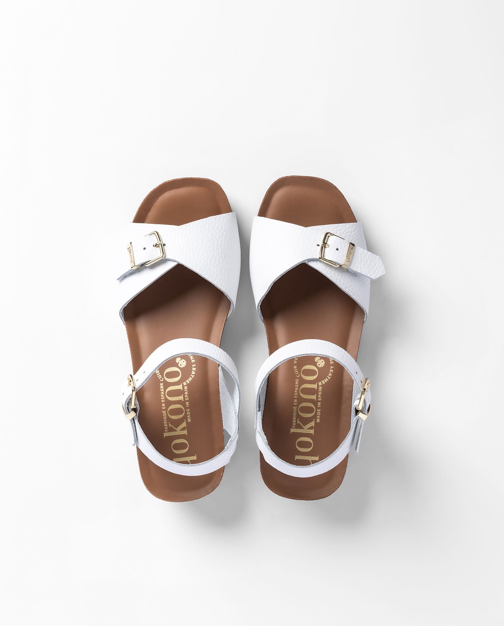 Yokono Bogo 263 sandali zeppa donna bianchi in pelle