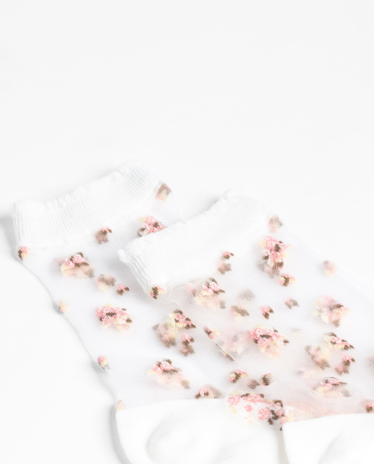 Yokono Nely calzini donna bianchi con fiori