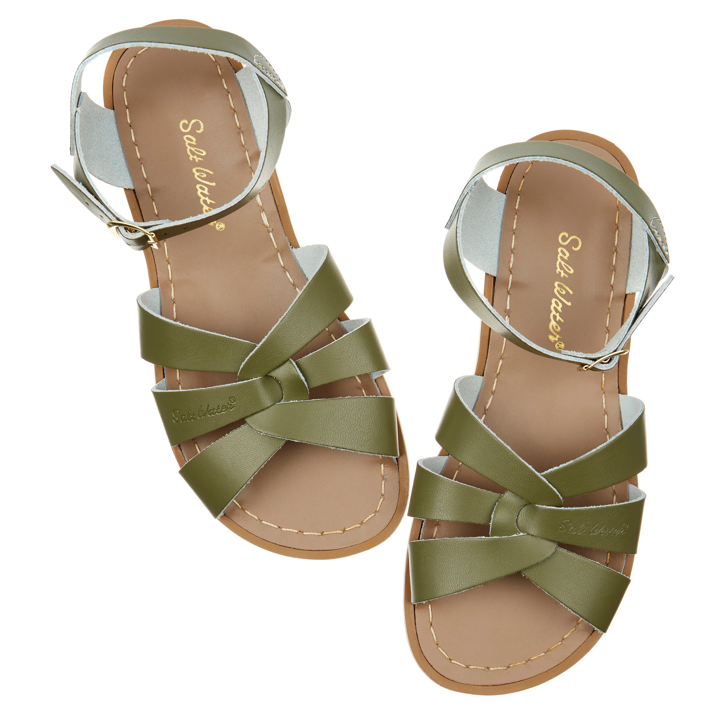Salt-Water Sandals Original sandali bambino oliva in cuoio