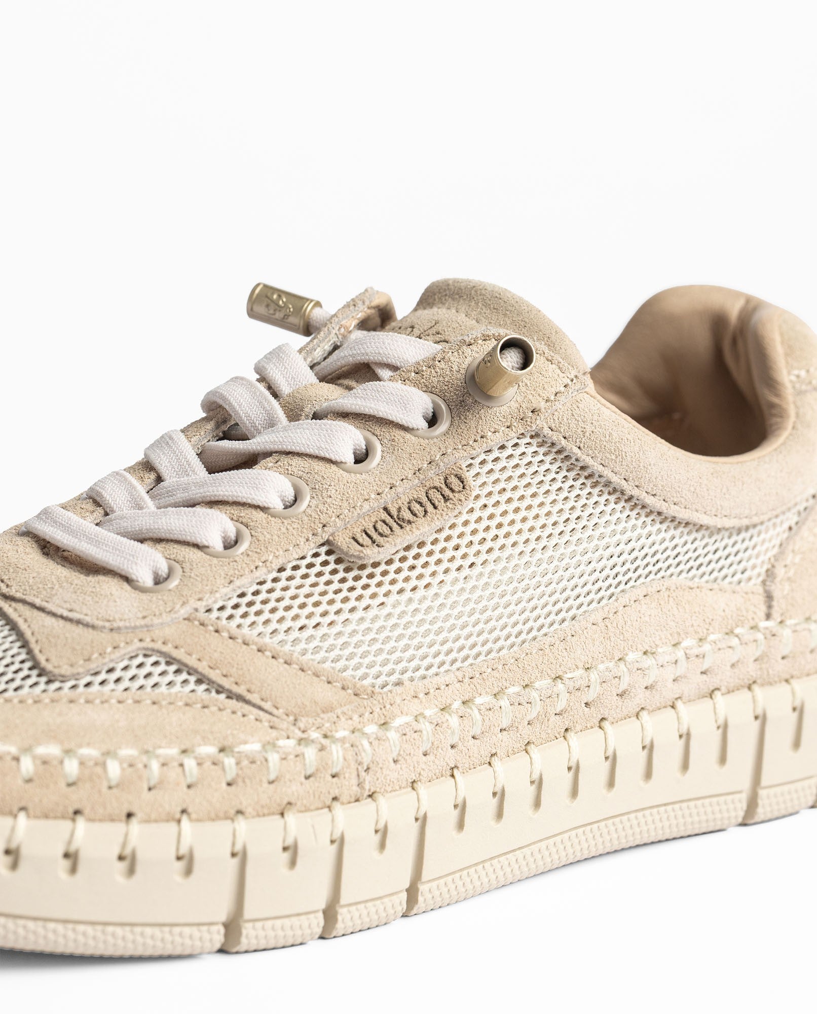 Yokono Flow FLOW-104 sneakers donna beige in pelle