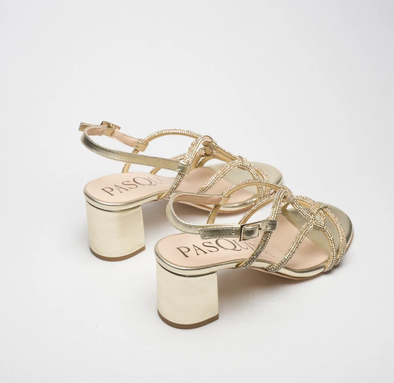 Pasquini Lux sandalo platino in pelle con tacco