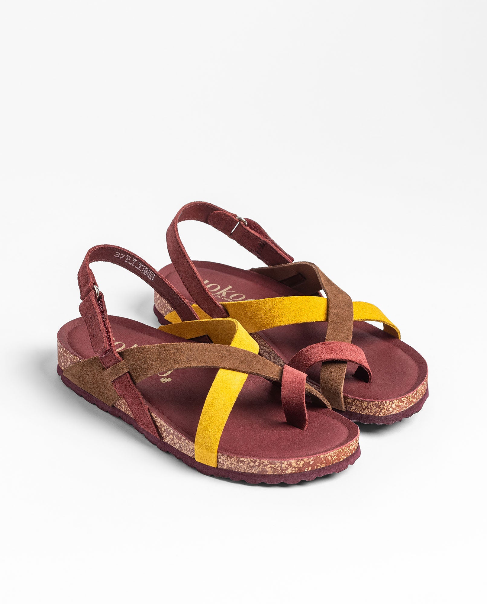 Yokono ONLY-718 sandali bassi donna bordeaux velcro