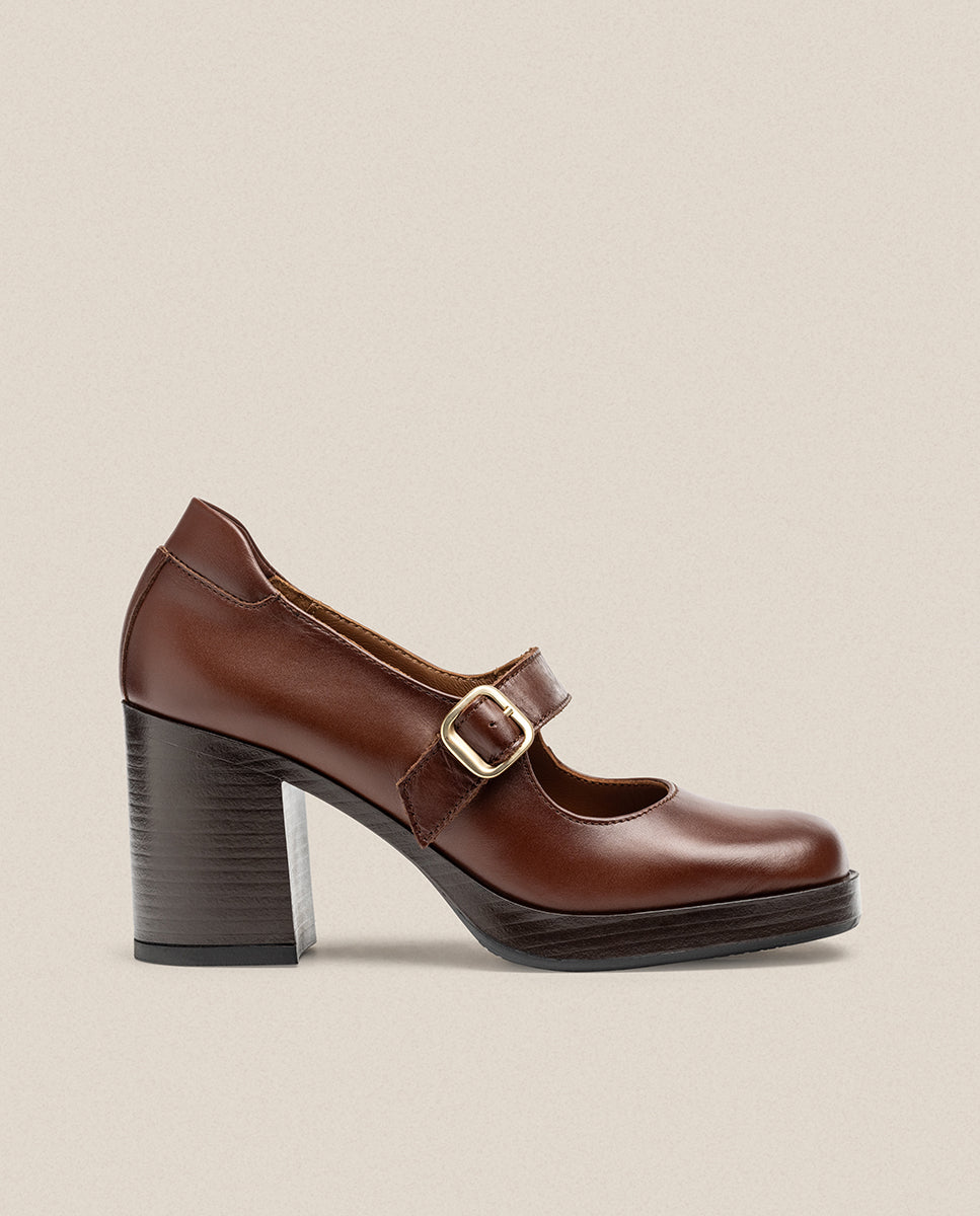 Yokono KOLIN-010 scarpe con tacco marrone pelle