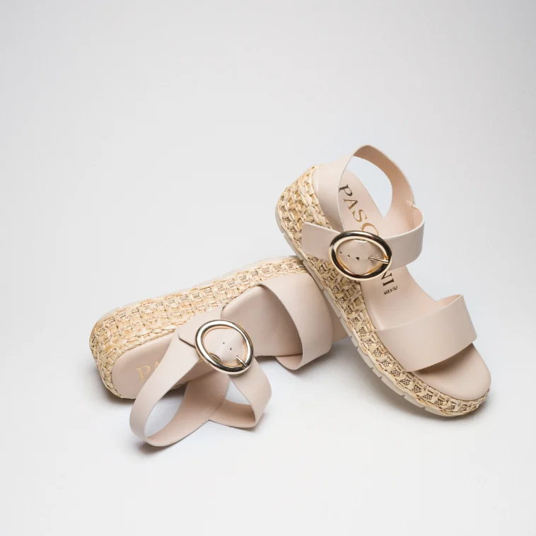 Pasquini Dafne sandalo zeppa nude 6 cm in pelle