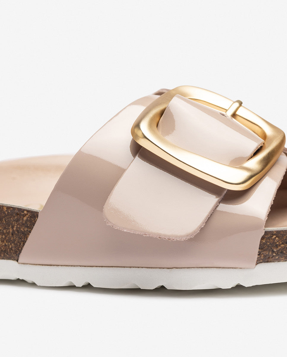 Yokono Granada 114 sandali bassi beige in pelle con fibbia