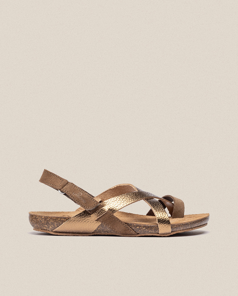 Yokono IBIZA-718 sandalo marrone in pelle con velcro
