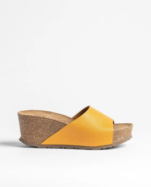 Yokono Bari 265 sandali zeppa arancione in pelle minimal