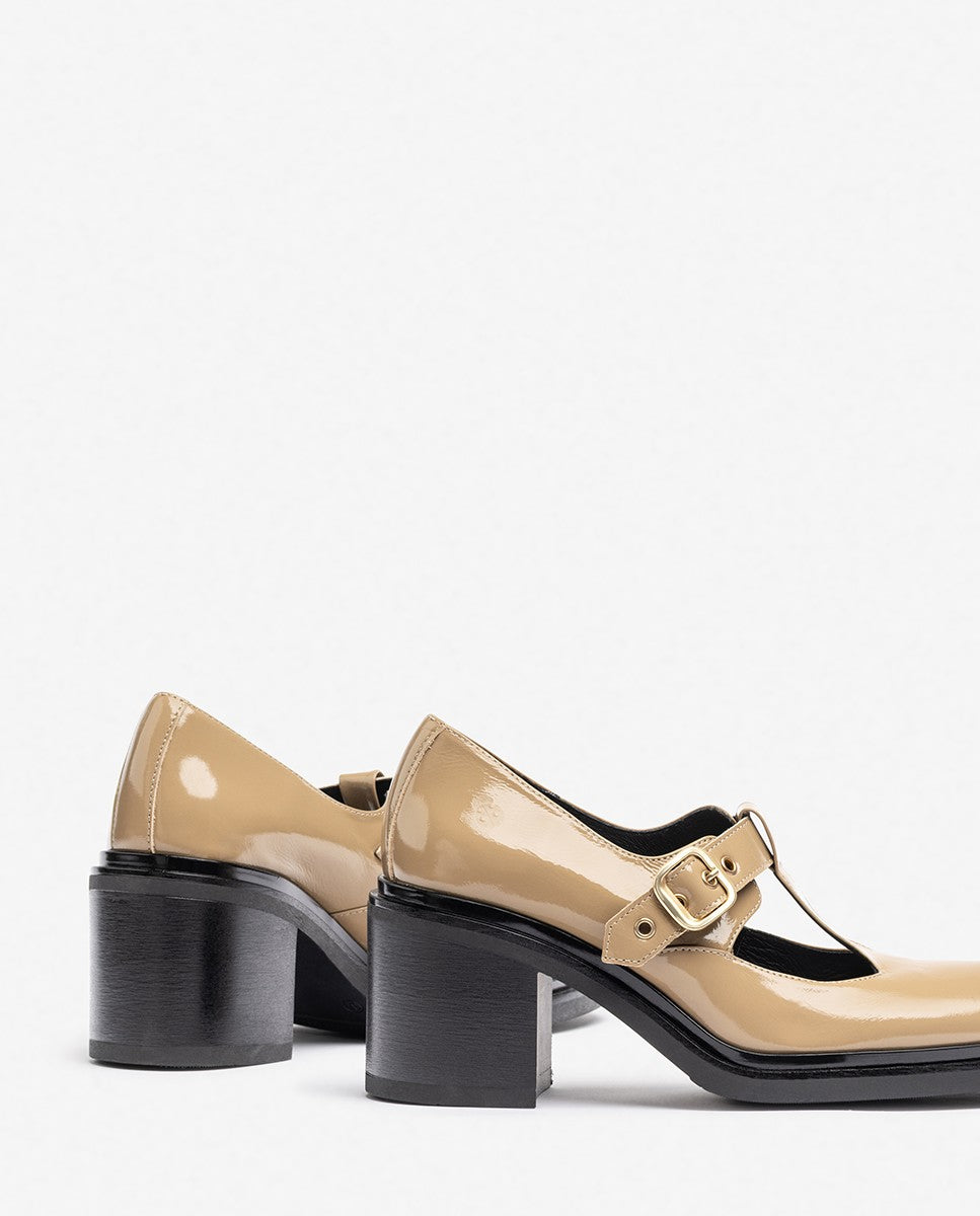 Yokono Ella-003 scarpe donna beige tacco 6 cm con fibbia
