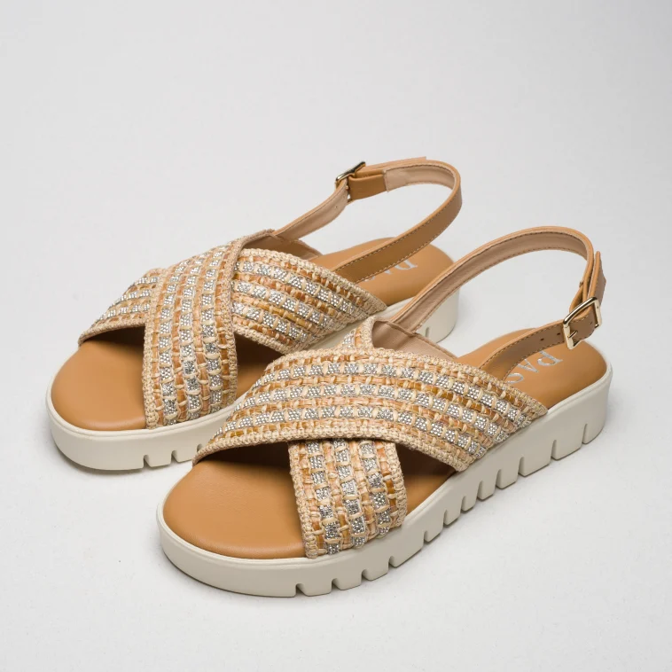 Pasquini Alma sandalo cuoio beige con strass