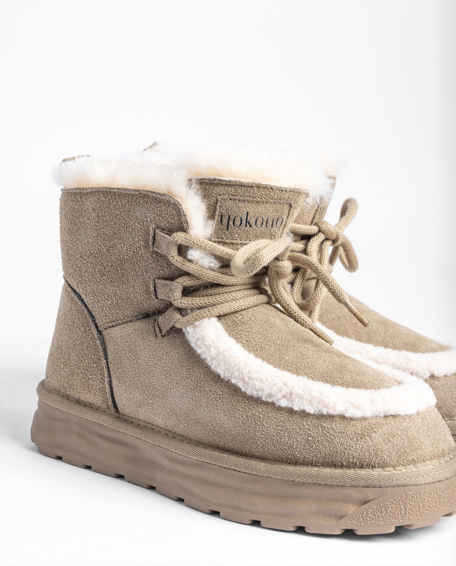 Yokono TUCA-260 stivaletti grigi in pelle con pelo