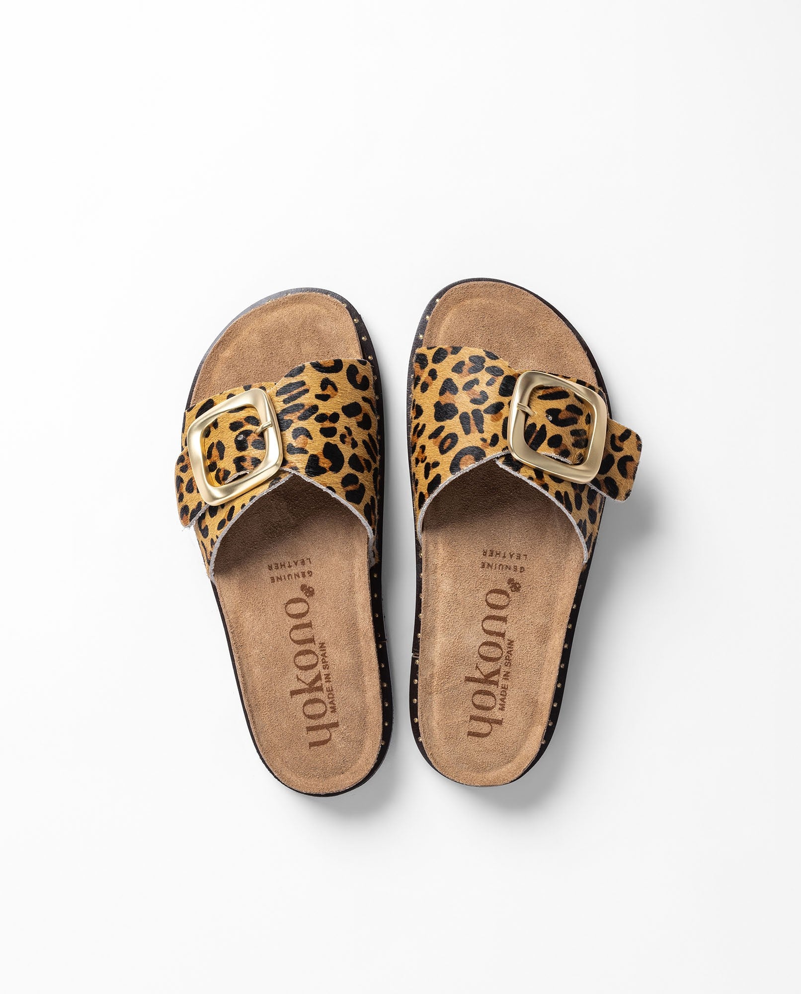 Yokono Bolus-114 sandali bassi donna leopardati in cuoio