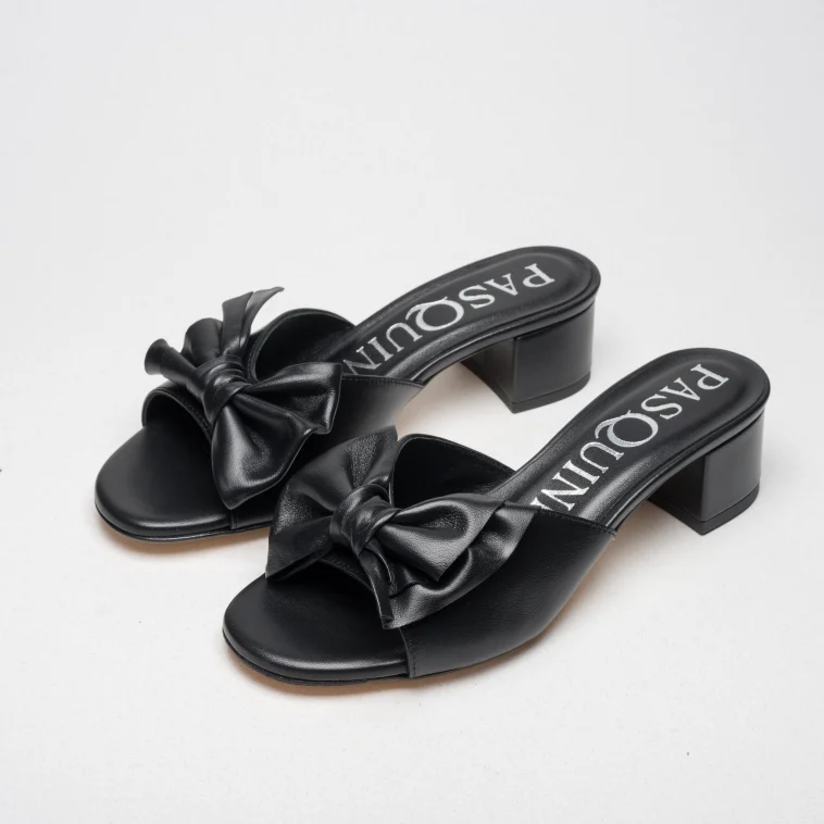 Pasquini Vicky sabot nero con fiocco tacco 4 cm
