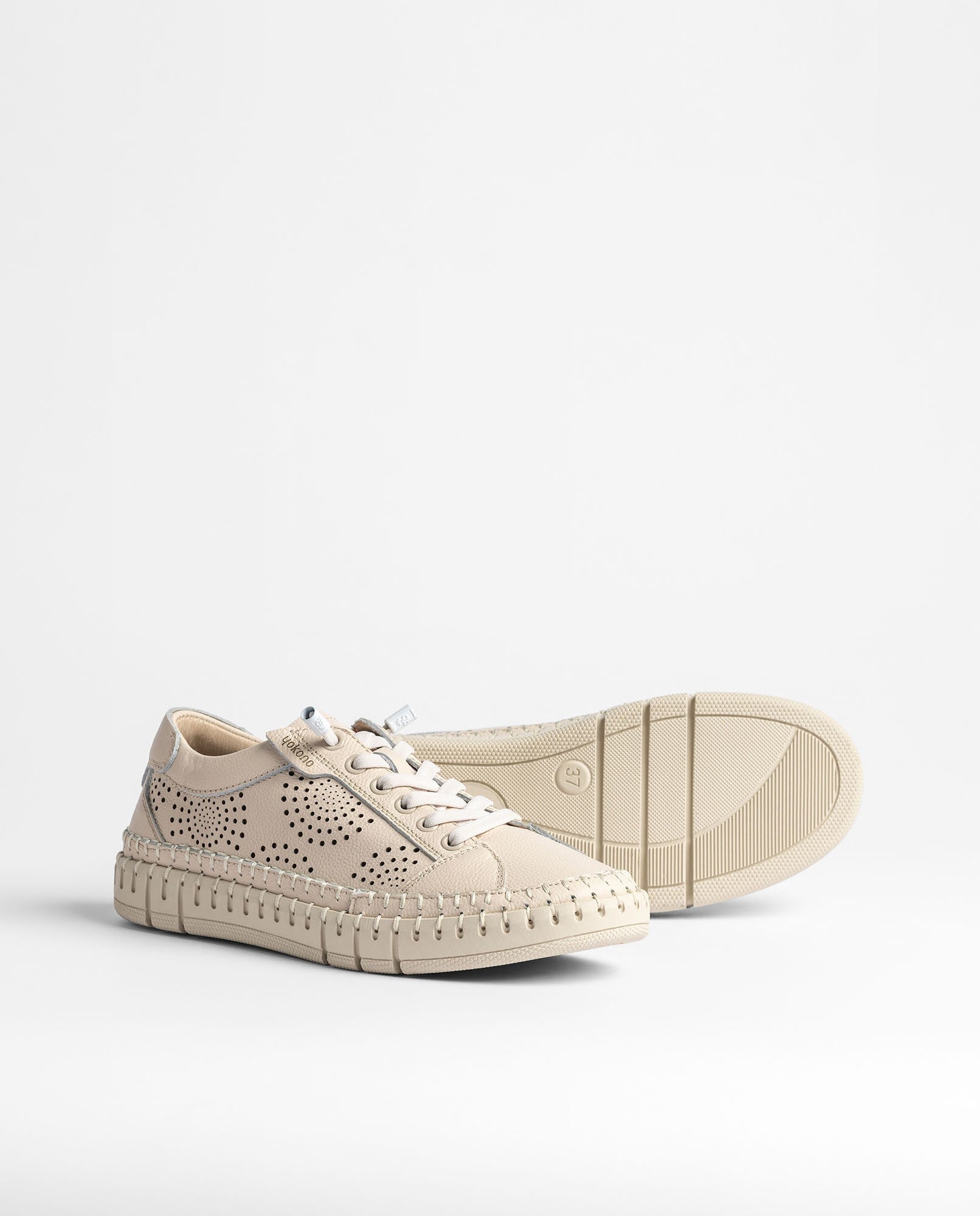 Yokono Flow-100 sneakers donna beige traforate