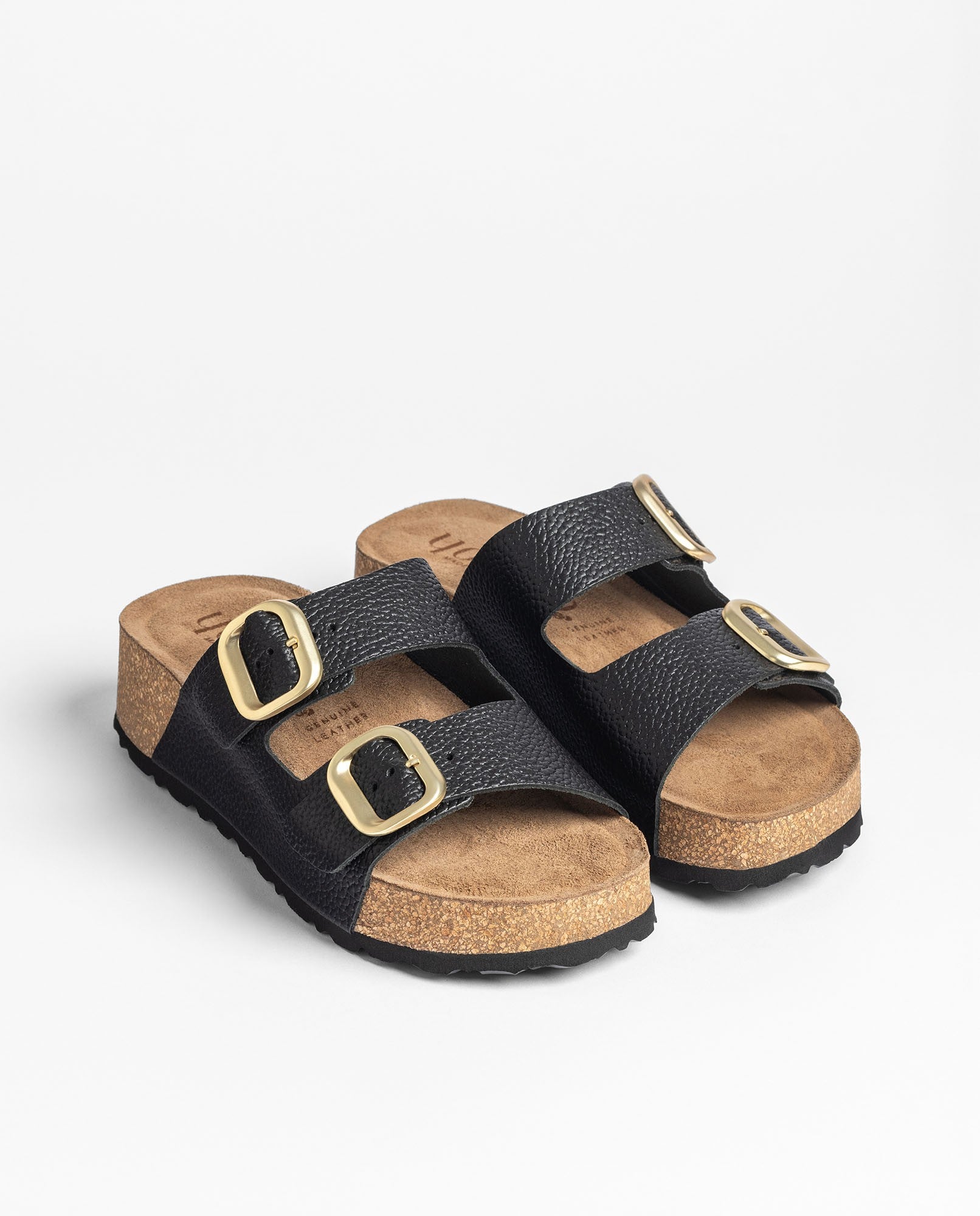 Yokono Wiwi 003 sandali plateau nero in pelle con fibbie