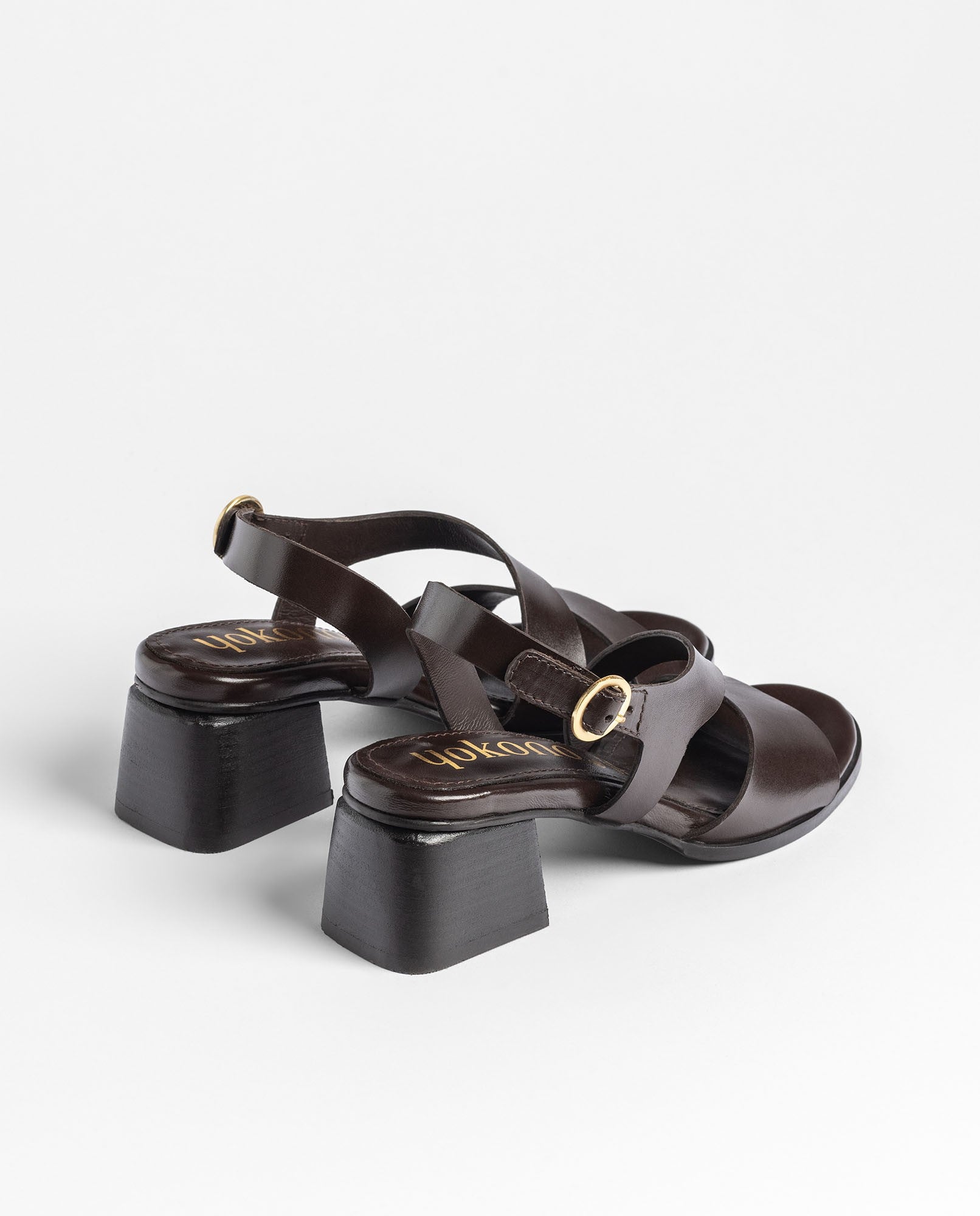 Yokono Goli 252 sandali con tacco marrone pelle