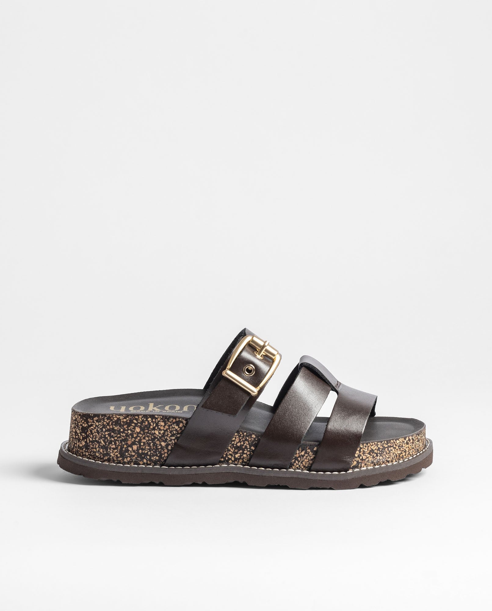 Yokono Oca 260 sandalo plateau marrone in pelle