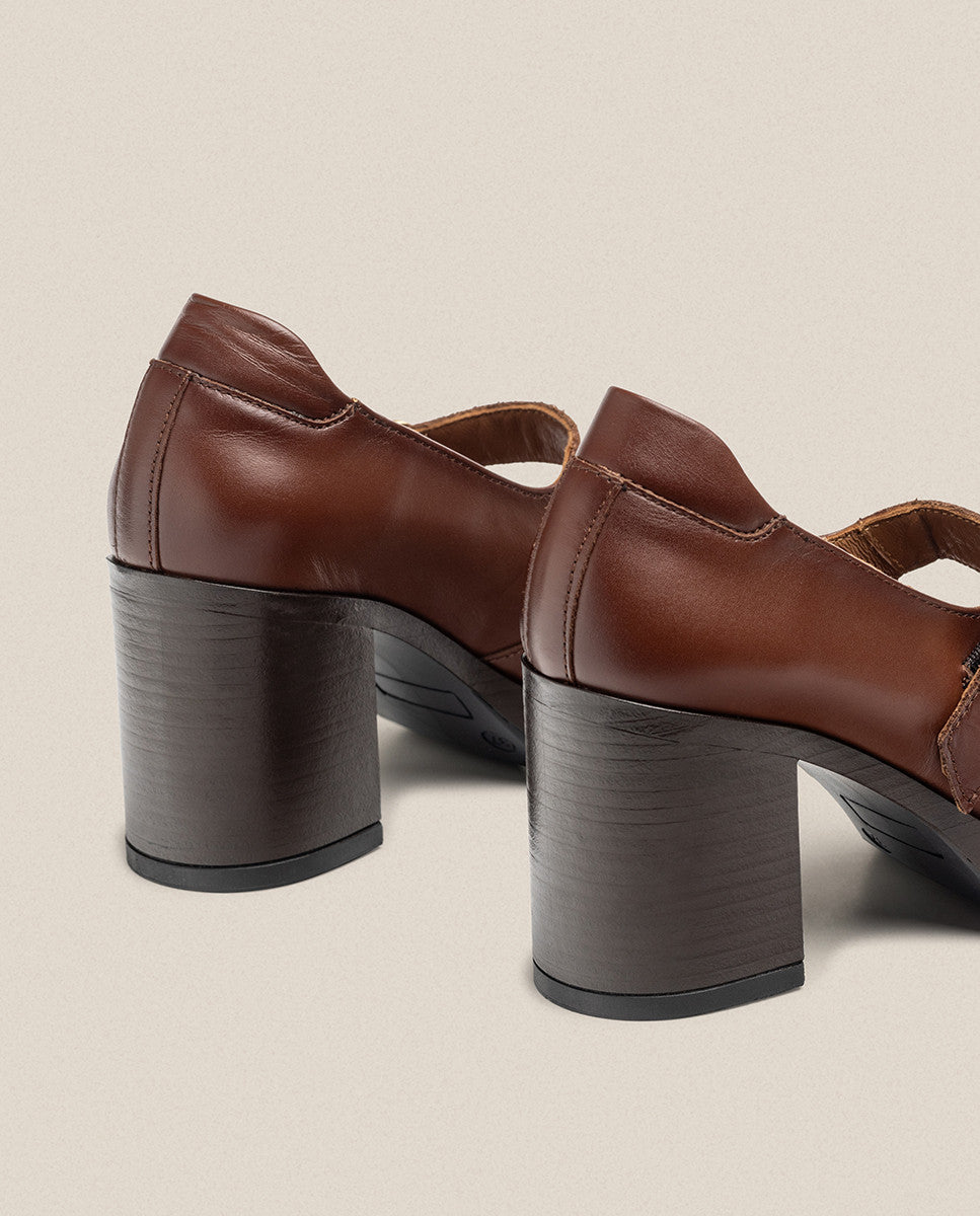 Yokono KOLIN-010 scarpe con tacco marrone pelle