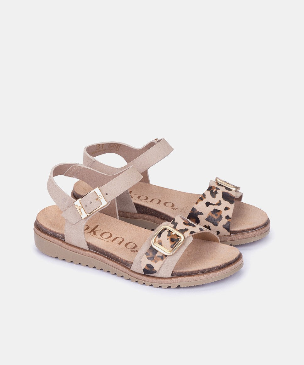 Yokono Haiti-314 sandali bambina beige in pelle