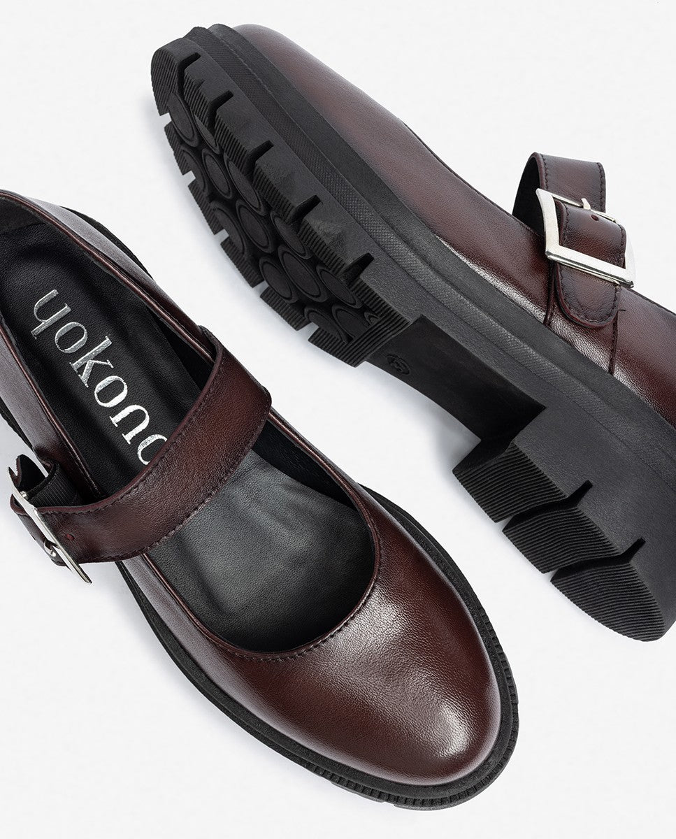 Yokono Cham 006 scarpe donna bordeaux pelle fibbia