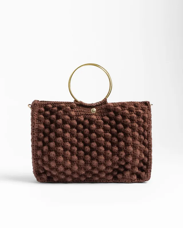 Yokono B-Victoria borsa marrone crochet mano