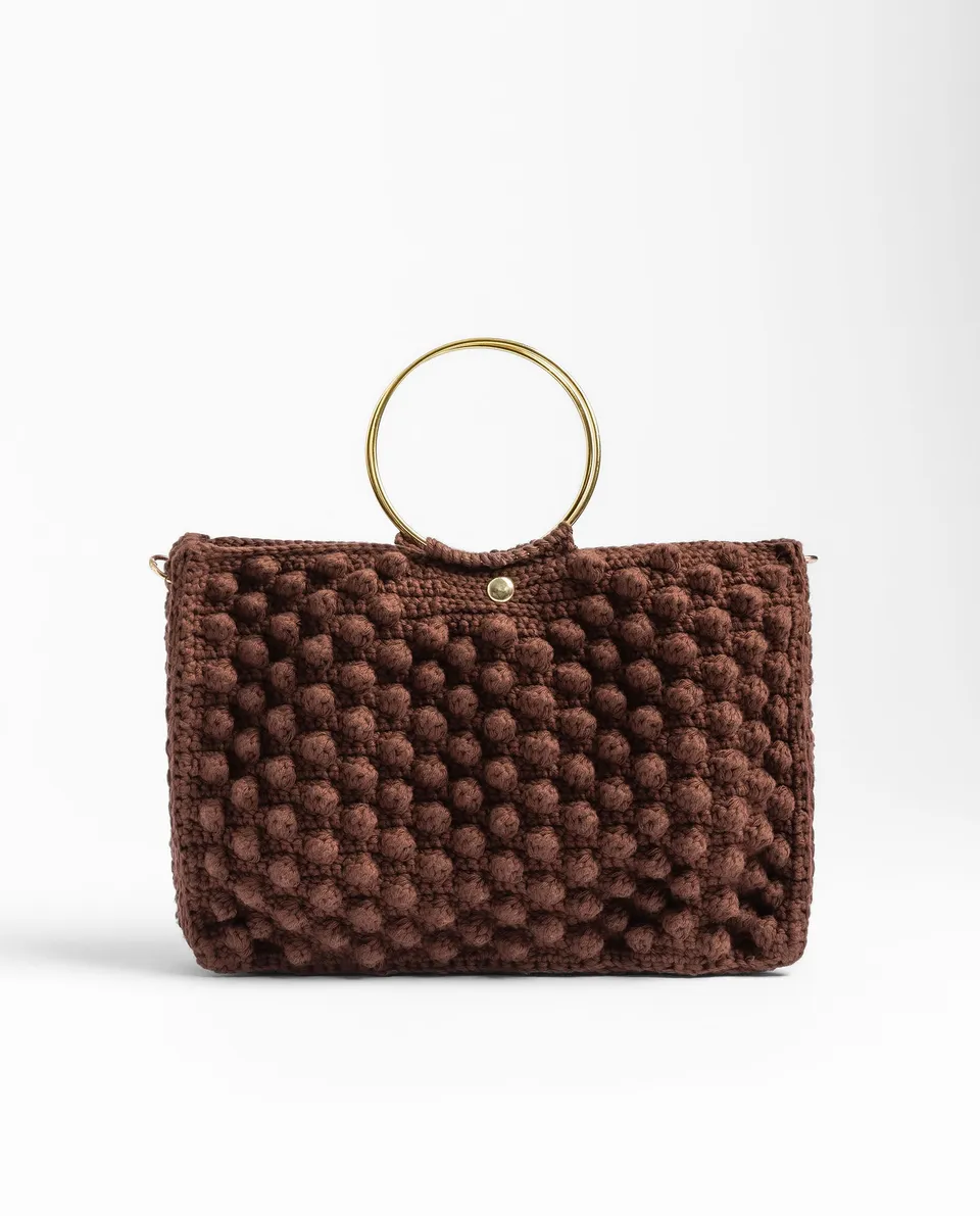 Yokono B-Victoria borsa marrone crochet mano