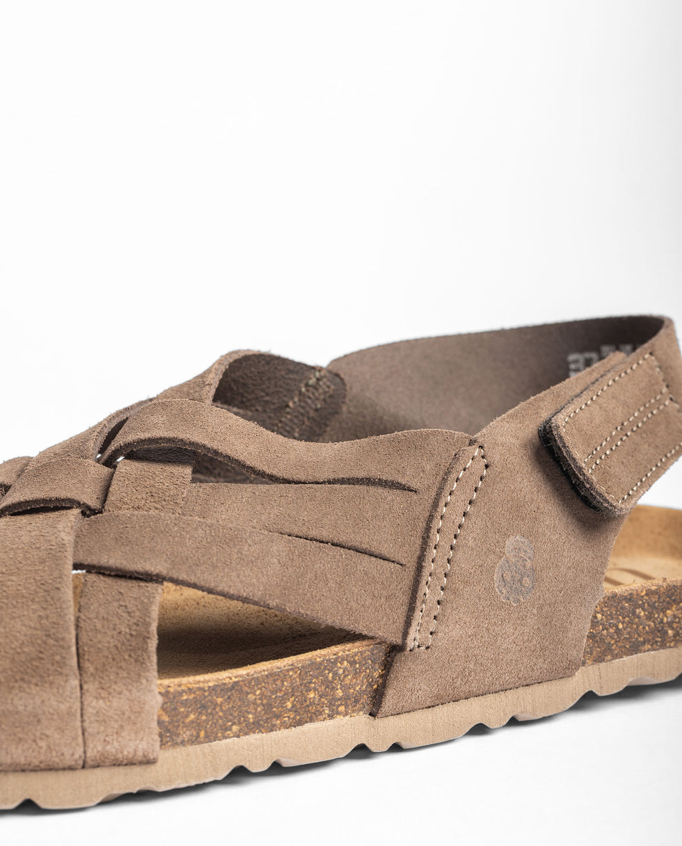 Yokono Villa-251 sandali bassi donna marrone scuro in pelle con velcro