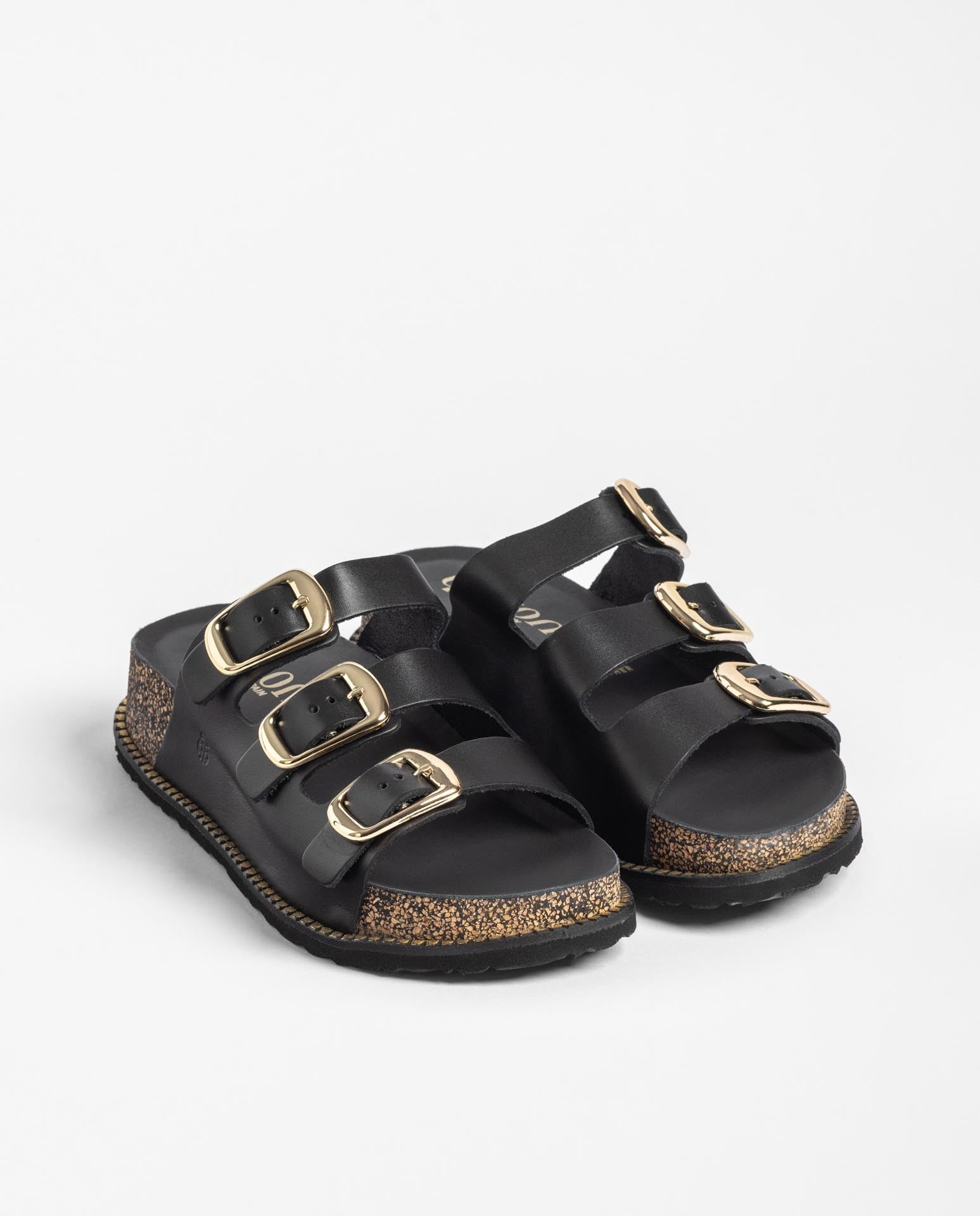 Yokono Ali 260 sandali plateau nero sughero con fibbie