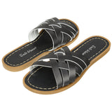 Salt-Water Retro Slide sandali donna neri in cuoio