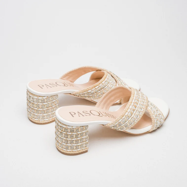 Pasquini Calzature Zoe sabot beige avorio tacco 6 cm
