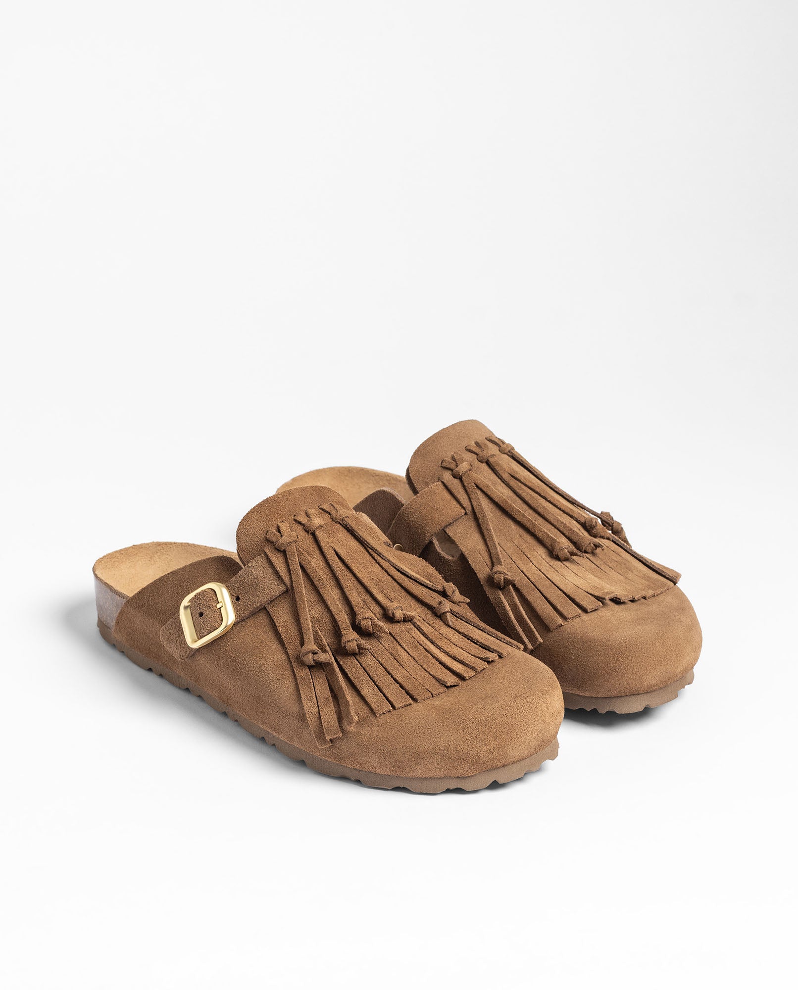 Yokono Zueco 260 zoccoli donna marrone con frange