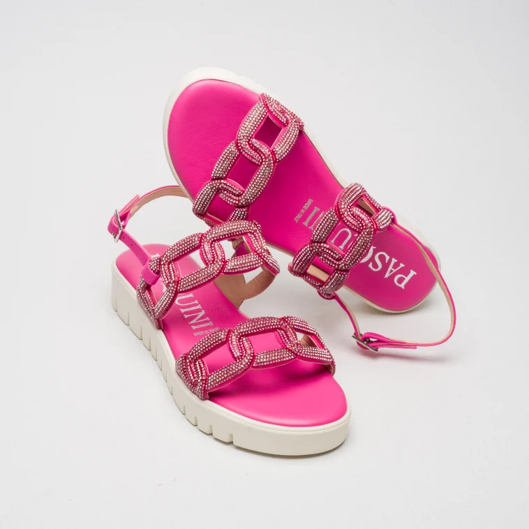 Pasquini City Chic Greta sandalo fucsia con strass