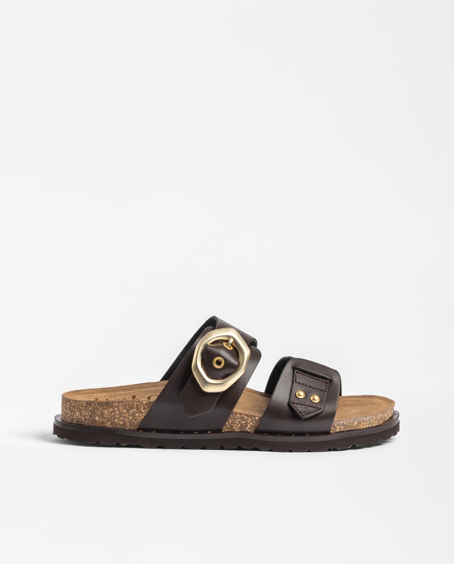 Yokono Bolus 254 sandali bassi marrone in pelle con fibbia