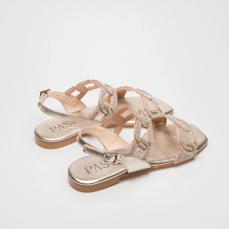 Pasquini Giulia sandalo tortora flat strass