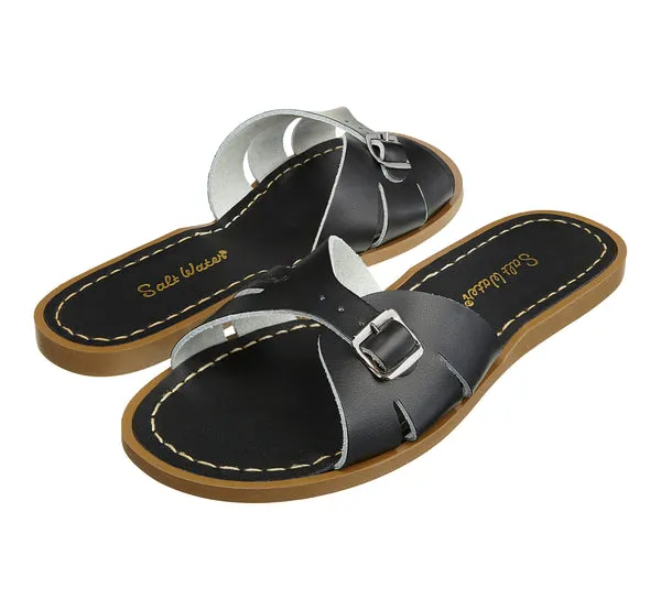 Salt-Water Classic Slide ciabatte donna nere in cuoio