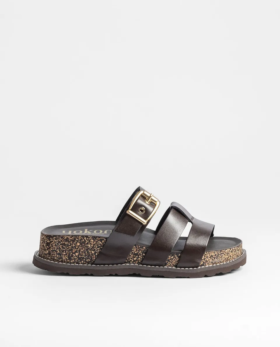 Yokono Oca 260 sandalo plateau marrone in pelle