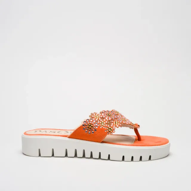 Pasquini Lido infradito arancio con strass