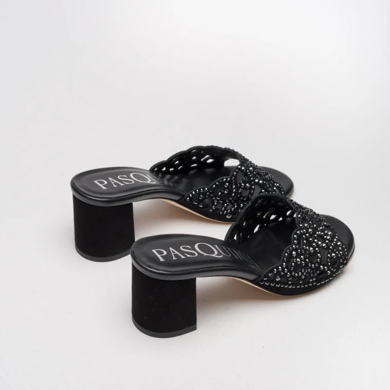 Pasquini Diva sabot nero tacco 6 cm camoscio