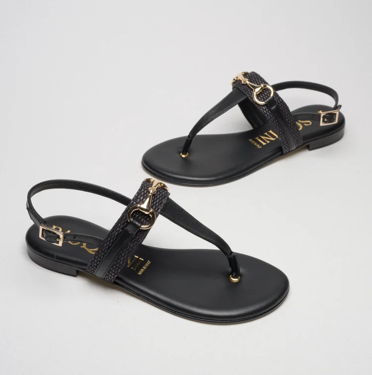Pasquini Calzature Capri sandalo infradito nero cuoio