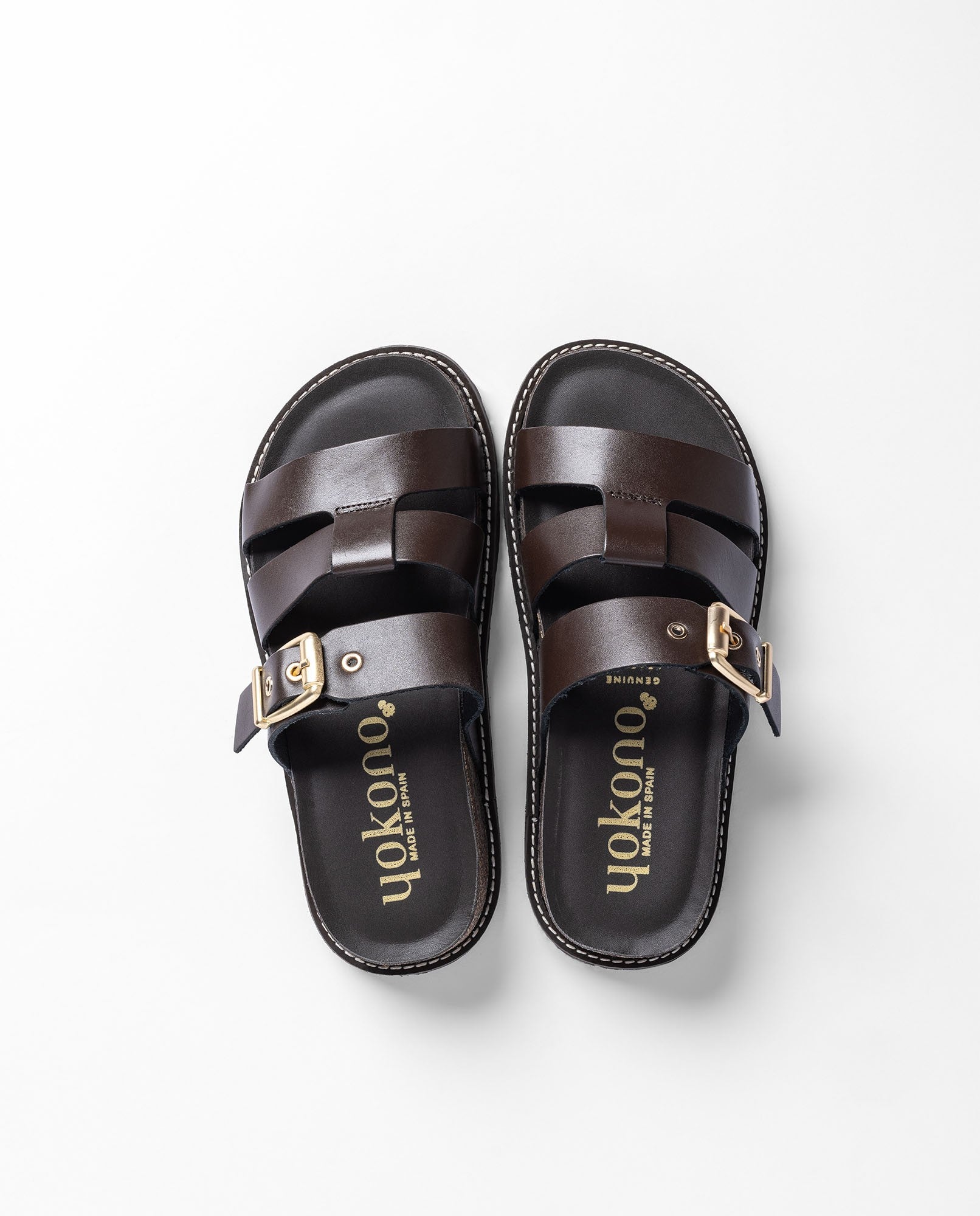 Yokono Oca 260 sandalo plateau marrone in pelle