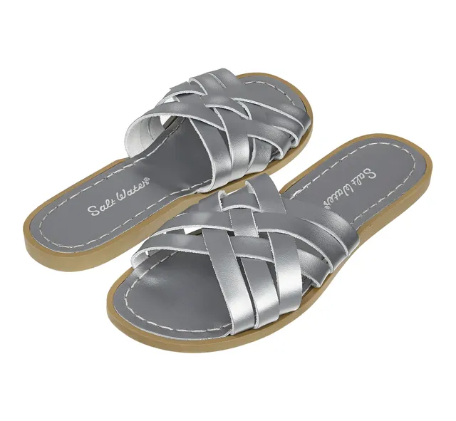Salt-Water Retro Slide ciabatte donna pewter in cuoio