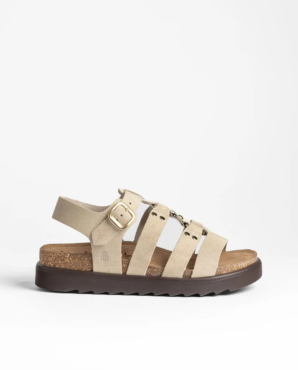 Yokono Tunez 255 sandali piattaforma donna beige in pelle