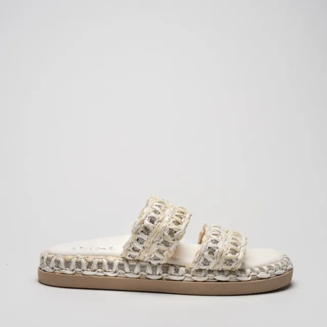 Pasquini Lea ciabatta avorio 2,5 cm rafia strass